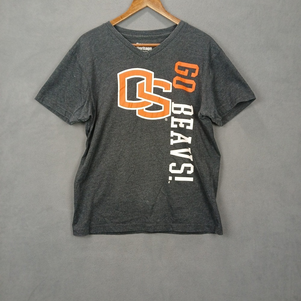 Campus Heritage T Shirt Womens L Charcoal Gray Oregon State Beavers Go‎ Beavers
